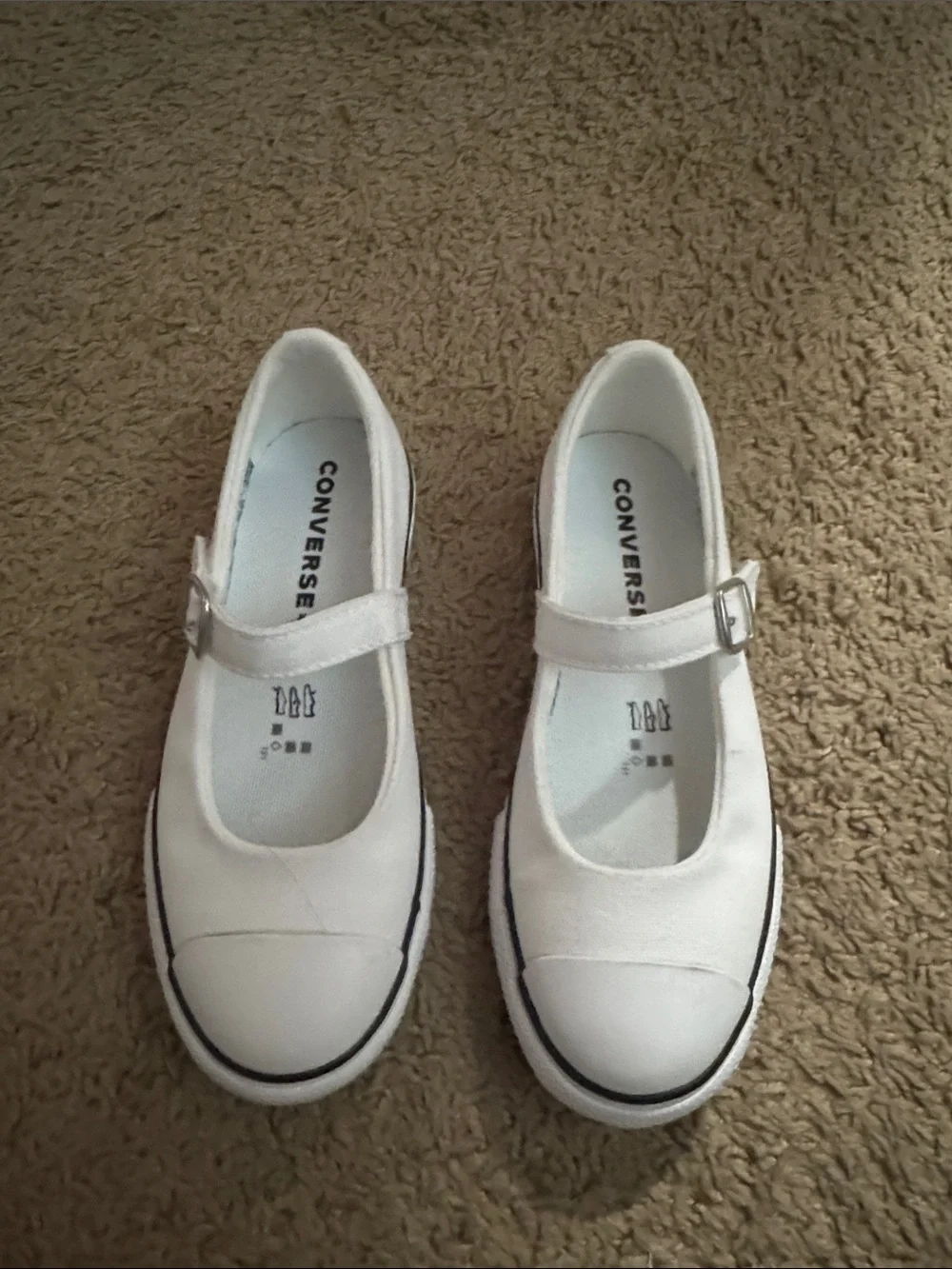 Converse White Girls' Mary Jane Strap Shoes